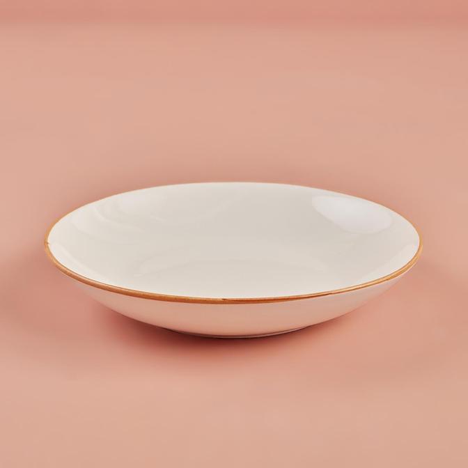 Allure Seramik Yemek Tabağı 6'lı Beyaz-Hardal (21 cm)