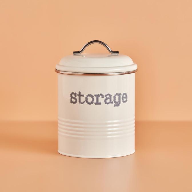 Storage Metal Kapaklı Saklama Kabı Beyaz (13x18 cm)