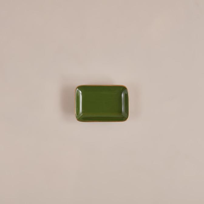 Allure Seramik Dikdörtgen Tabak Yeşil (14 cm)