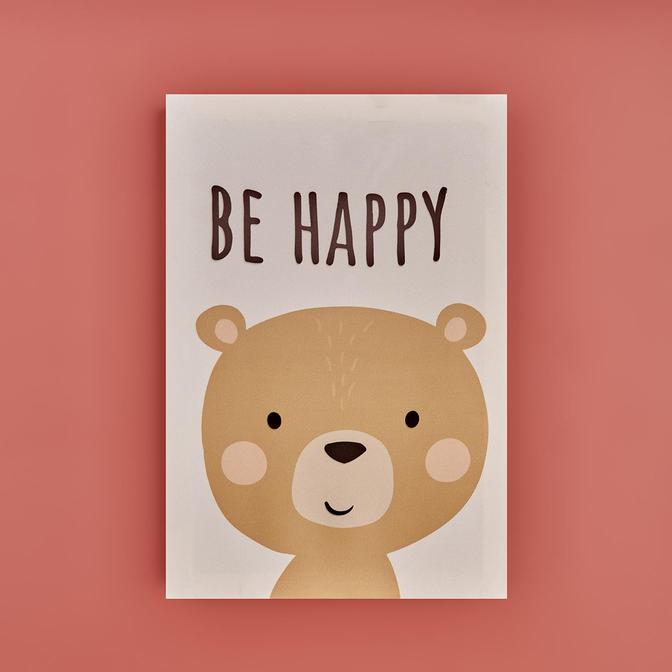 Be Happy Kanvas Tablo Beyaz (35x50 cm)