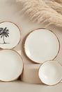  Palm Bamboo Stoneware 8 Parça 2 Kişilik Yemek Takımı Beyaz