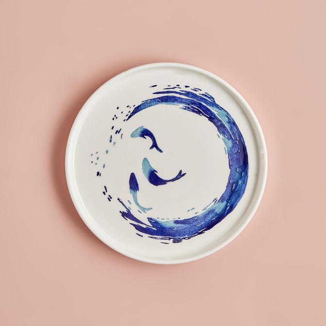 Wave Seramik Pasta Tabağı Mavi (19 cm)