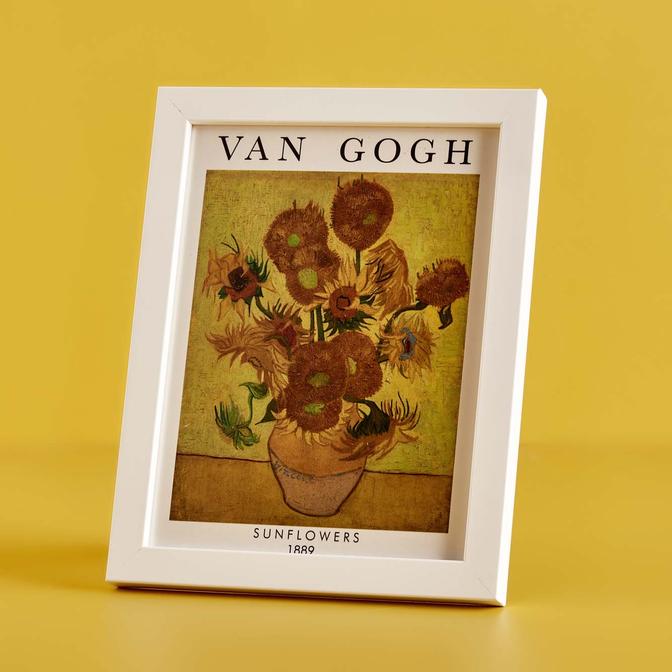 Van Gogh Sunflowers Çerçeve Beyaz (18x24 cm)