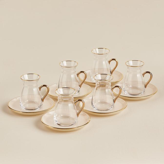Solid Kulplu Çay Bardağı Seti 6'lı Beyaz