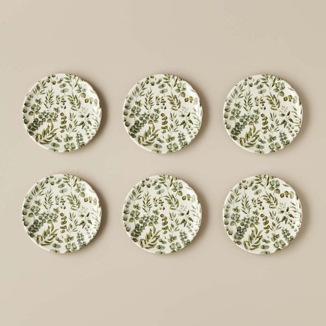Ocaliptus Porselen Pasta Tabağı 6'lı Yeşil (19 cm)